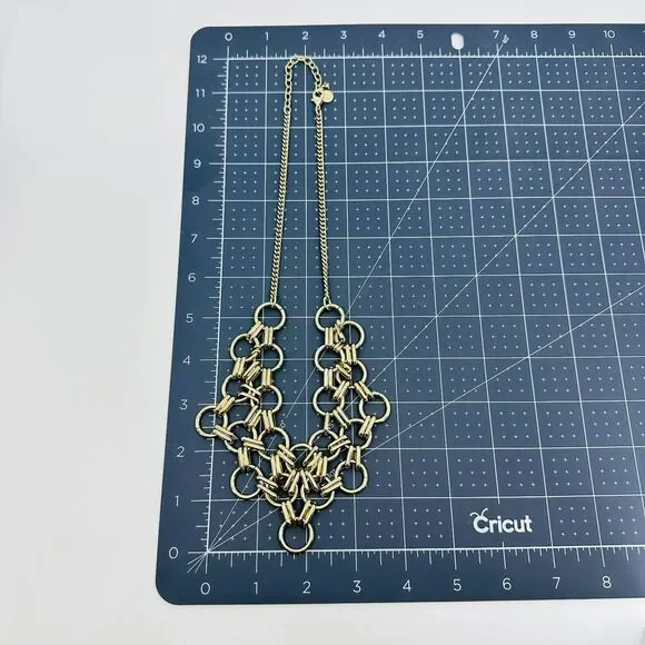 Talbots Statements Necklace Interlocking Rings Mesh Bib Gold Tone Jewelry - Picture 8 of 8